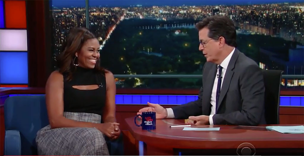 Michelle Obama, Stephen Colbert, The Late Show Michelle Obama, Stephen Colbert, The Late Show